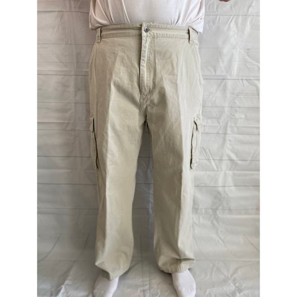 Plugg Cargo Pants Men 38Wx30L Tan Straight Leg Loose Relaxed Skater Utility - Picture 1 of 8